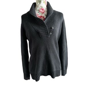 Vintage Lauren Ralph Lauren black sweater knit button front high neck xlarge